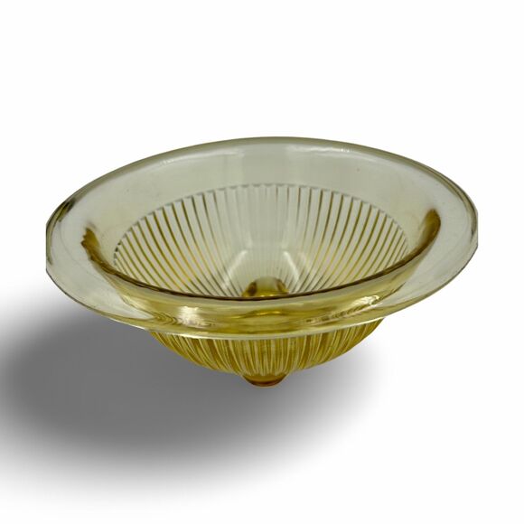 Vintage Federal Glass Ribbed Mixing Bowl with Footed Design - Picture 2 of 6